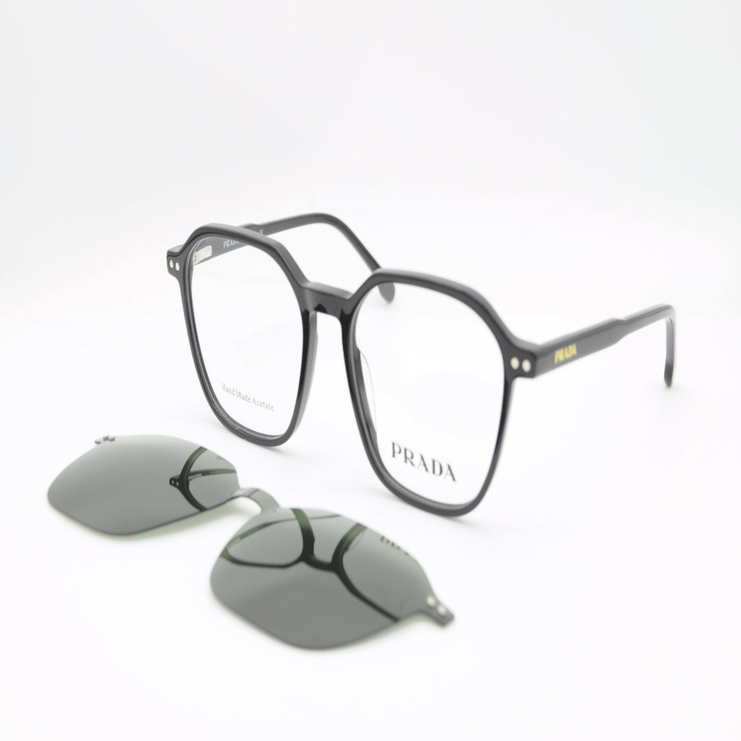 Lunettes PRADA avec Clip Solaire – Élégance et Polyvalence